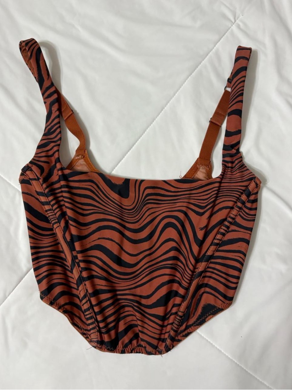 Rust Zebra-Print Corset Top Small